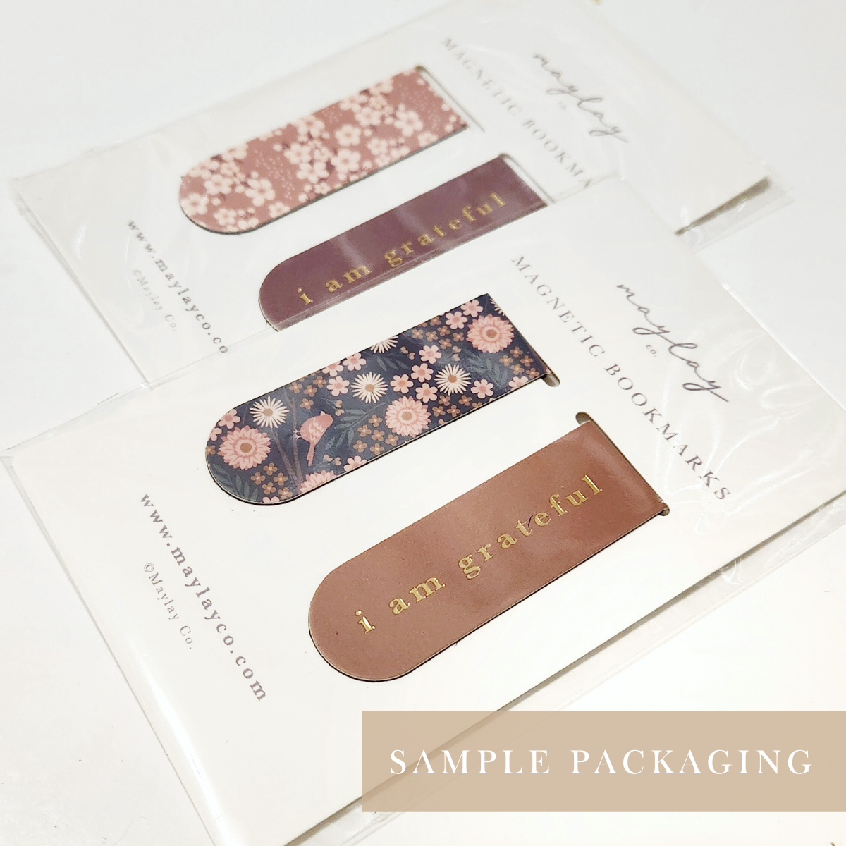 Vintage Meadow Floral "I Am Grateful" Magnetic Bookmarks (Set of 2) — Page Markers for Books, Journals & Planners