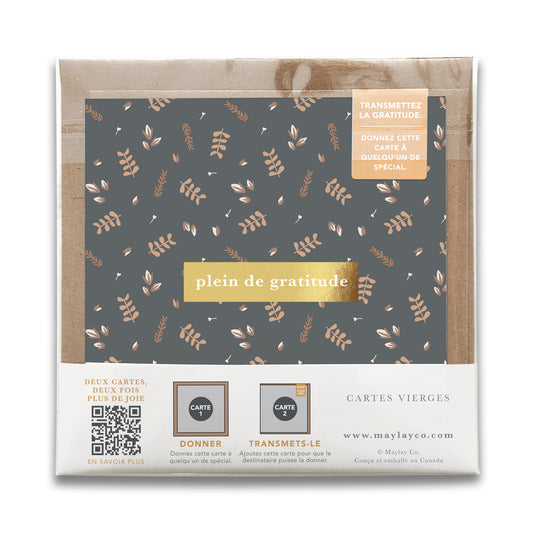 French Buddies Florals « Plein de Gratitude » — Cartes de Gratitude (Ensemble de 2) — Cartes à Transmettre