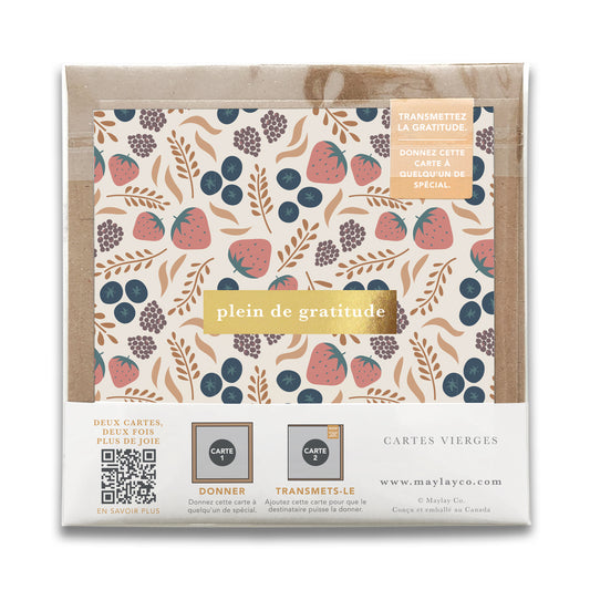 French Fruity Florals « Plein de Gratitude » — Cartes de Gratitude (Ensemble de 2) — Cartes à Transmettre