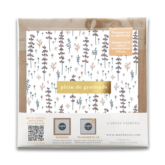 French Lovely Lavender Floral « Plein de Gratitude » — Cartes de Gratitude (Ensemble de 2) — Cartes à Transmettre