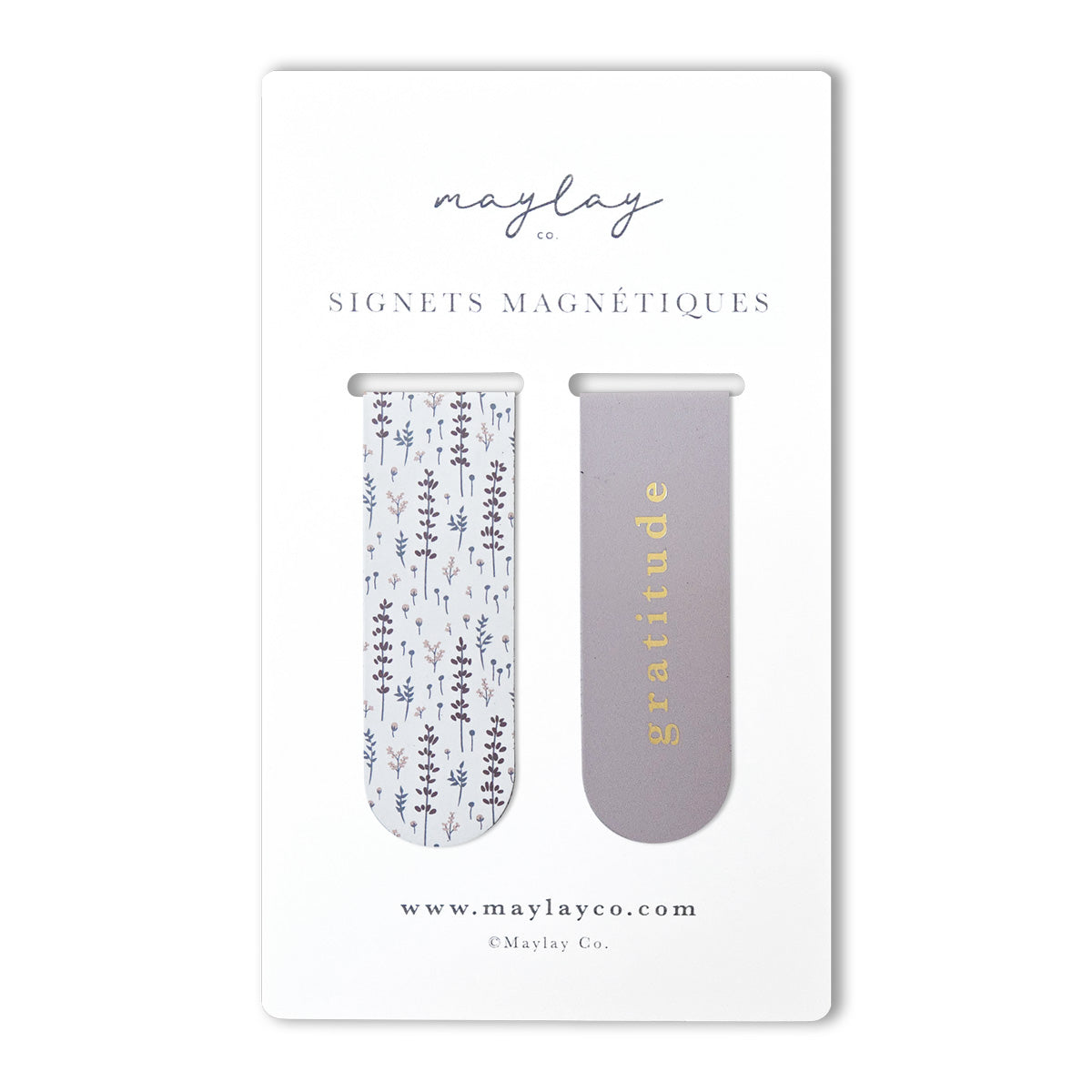French Lovely Lavender « Gratitude » Signets Magnétiques / Magnetic Bookmarks (Ensemble de 2) — Pour Livres, Journaux et Agendas