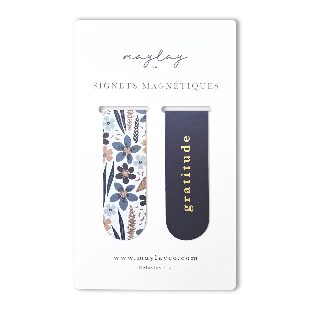 French Misty Bloom « Gratitude » Signets Magnétiques / Magnetic Bookmarks (Ensemble de 2) — Pour Livres, Journaux et Agendas