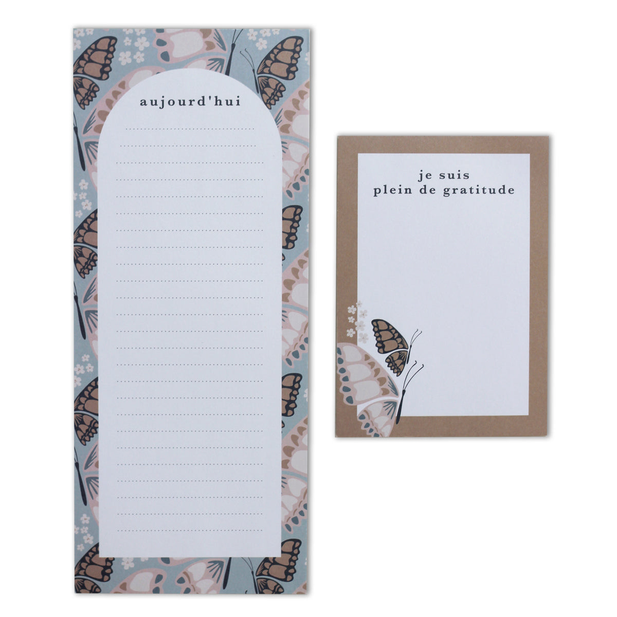 French Butterfly Blocs-Notes Gratitude | Notepad Set — 2Pk
