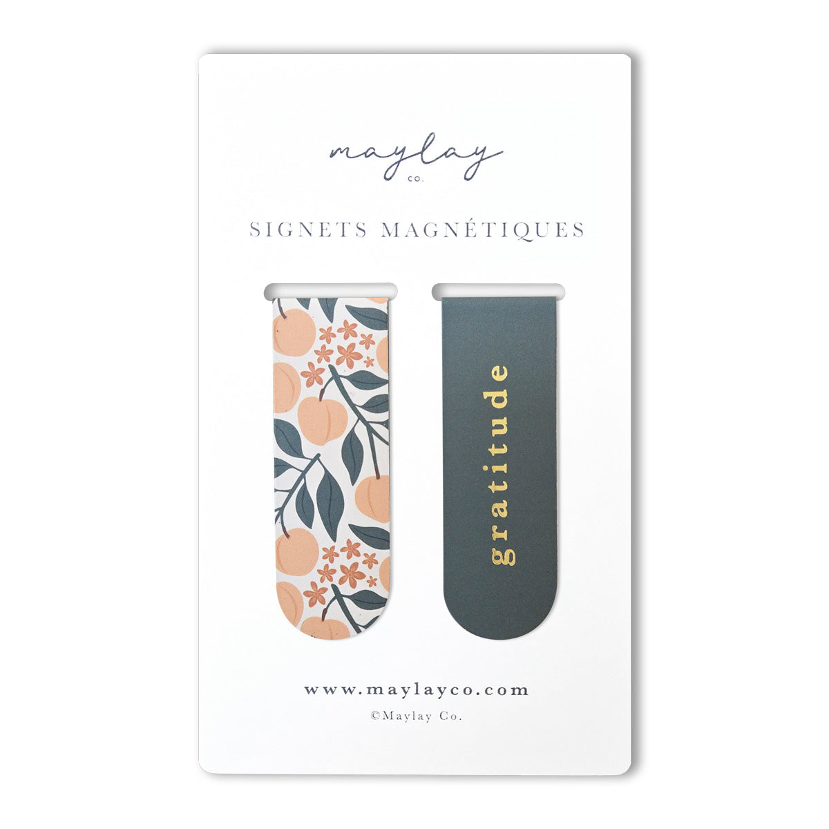 French Peaches « Gratitude » Signets Magnétiques / Magnetic Bookmarks (Ensemble de 2) — Pour Livres, Journaux et Agendas