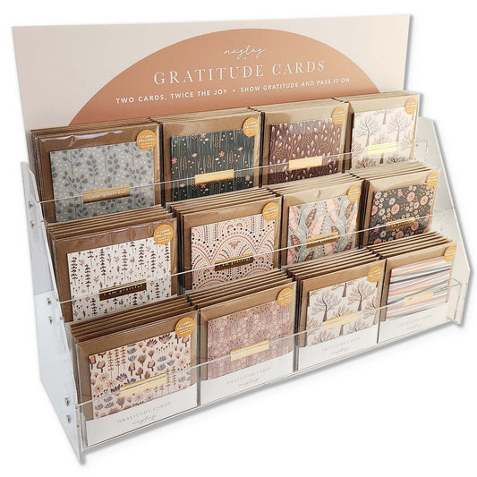 12 Gratitude Card Tabletop Acrylic Display with Signage