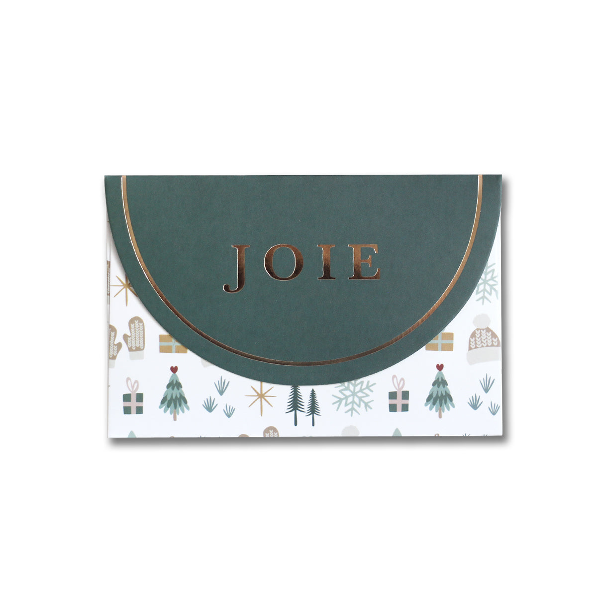 Enveloppe pour carte-cadeau de Noël JOIE Cozy Winter avec lettrage doré sur le rabat