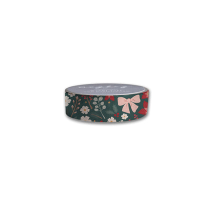 Roll of Festive Floral JOY Christmas washi tape