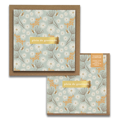 Bees Florals Cartes de Gratitude Greeting Card in French