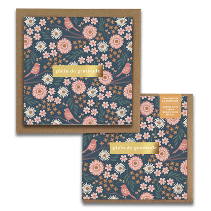 Birdy Florals Cartes de Gratitude Greeting Card in French