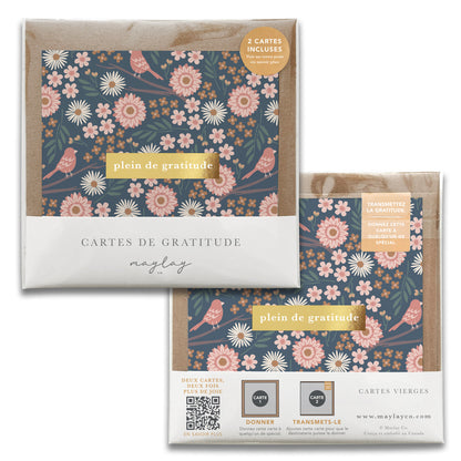 Birdy Florals Cartes de Gratitude Greeting Card in French