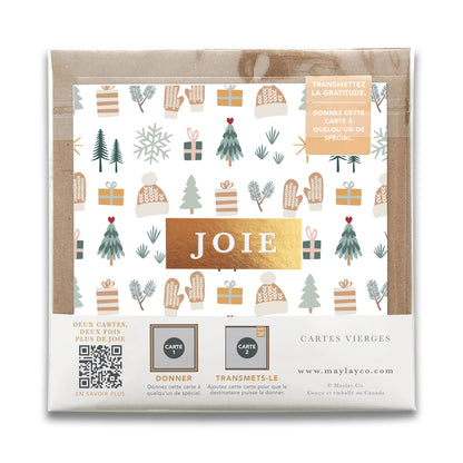 Dos de l’emballage des cartes de gratitude JOIE Cozy Winter