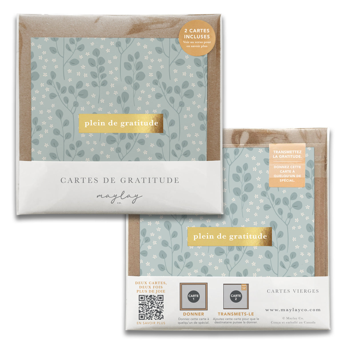 Eucalyptus Florals Cartes de Gratitude Greeting Card in French