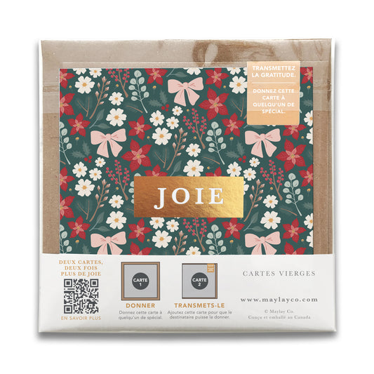 Dos de l’emballage des cartes de gratitude JOIE Festive Floral