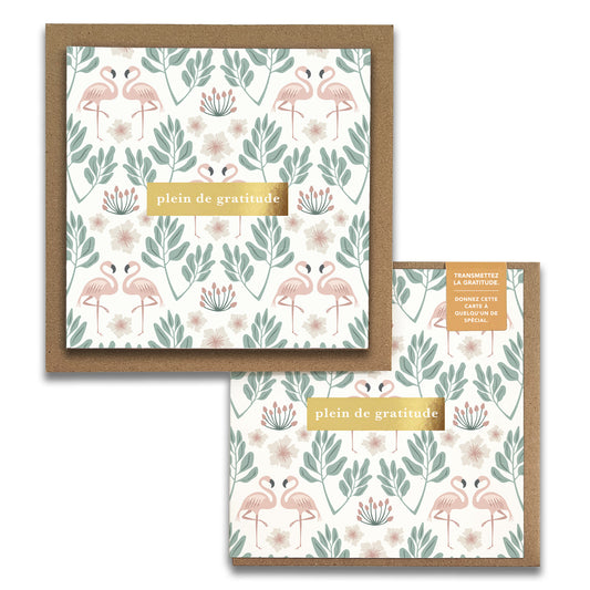 Flamingos Florals Cartes de Gratitude Greeting Card in French