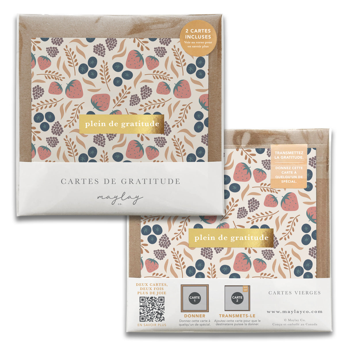 Fruity Florals Cartes de Gratitude Greeting Card in French