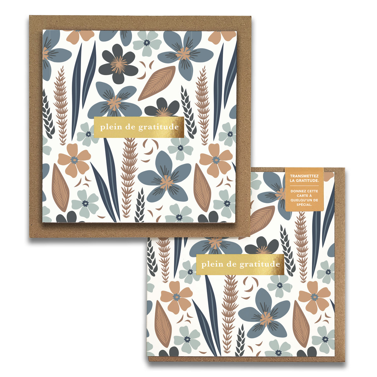 Misty Bloom Floral Cartes de Gratitude Greeting Card in French