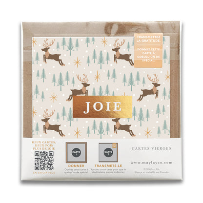 Dos de l’emballage des cartes de gratitude JOIE Reindeer Forest