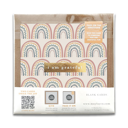 Happy Rainbows "I Am Grateful" Gratitude Greeting Cards (Set of 2) — Pay-It-Forward Thank You Cards