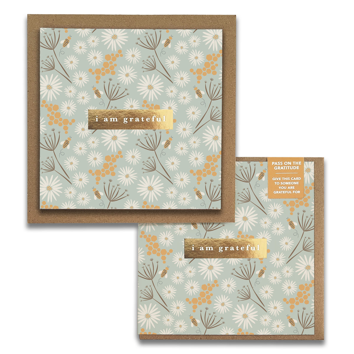 Bees Floral Gratitude Greeting Cards