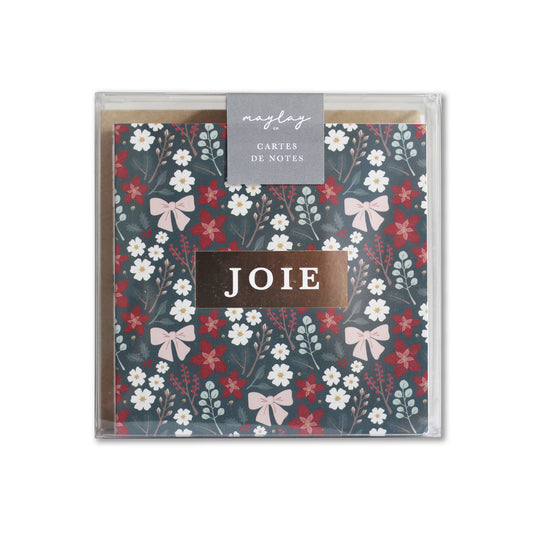 Mini cartes de notes JOIE des Fêtes dans leur emballage