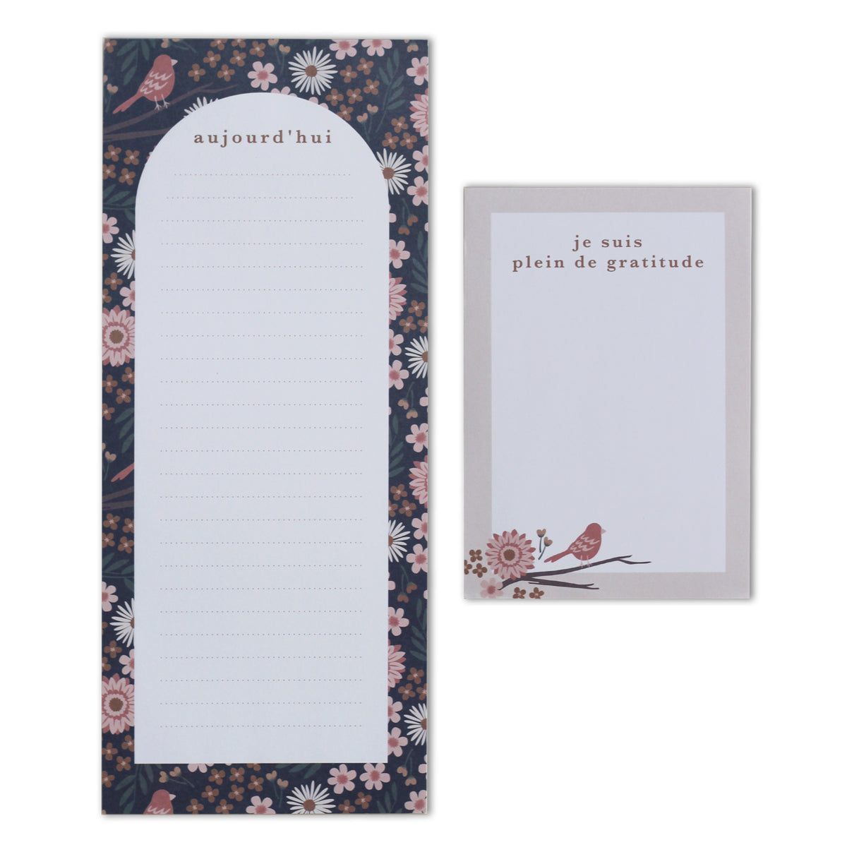 French Birdy Blocs-Notes Gratitude | Notepad Set — 2Pk