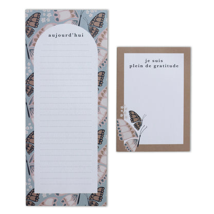 French Butterfly Blocs-Notes Gratitude | Notepad Set — 2Pk