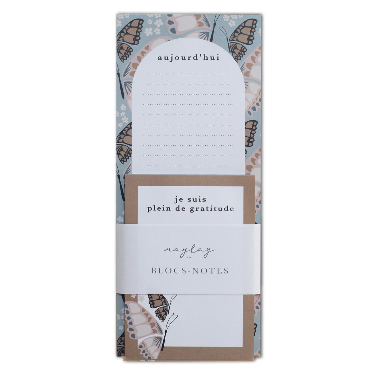 French Butterfly Blocs-Notes Gratitude | Notepad Set — 2Pk