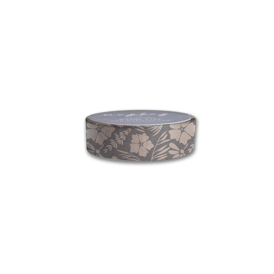 The Vintage Meadow Floral Washi Tape by Maylay Co. is an ideal choice for scrapbooking, showcasing a neutral color palette with floral patterns. It includes various flowers and leaves arranged elegantly in a repeating pattern on a cylindrical roll.